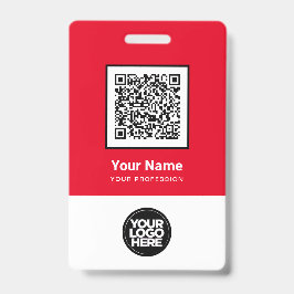 カスタム レッド 従業員 QR コード バーコード ロゴ 名前 バッジ