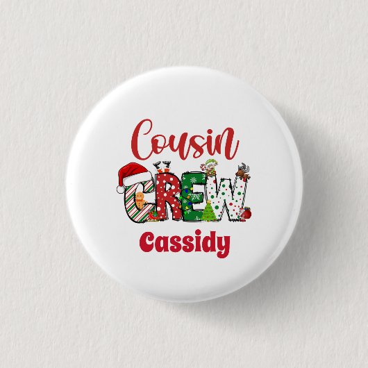 カスタム レトロ いとこ クリスマス 缶バッジ (正面)