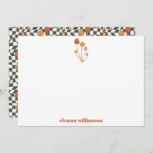 カスタム レトロ オレンジ キノコ チェック柄 シャワー