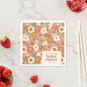 カスタム レトロ テラコッタ ボヘミアンフラワーブライダルシャワー スタンダードカクテルナプキン (インサイチュ)