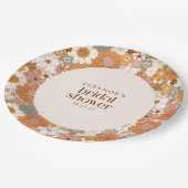 カスタム レトロ テラコッタ ボヘミアンフラワーブライダルシャワー ペーパープレート (アングル)