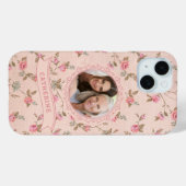 カスタム レトロ ピンクのバラ iPhone 15 ケース Case-Mate iPhoneケース (裏面 (横))