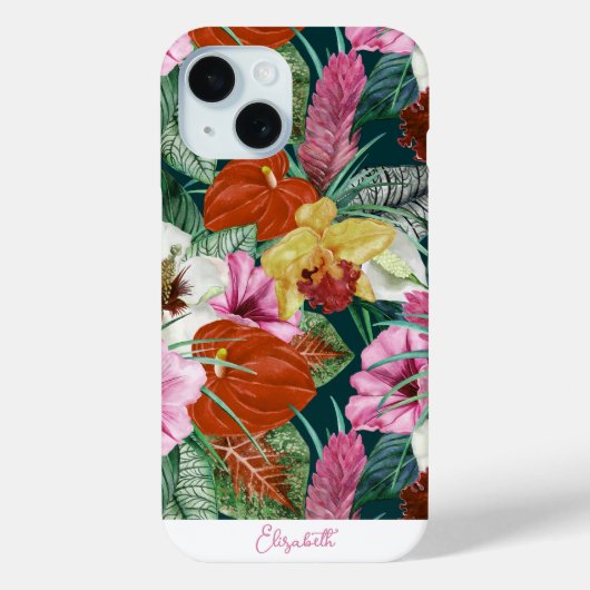カスタム レトロ 海岸のパラダイス フラワー Case-Mate iPhoneケース (裏面)