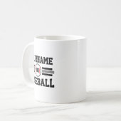 カスタム レトロ 野球 選手 名前 チームTシャツ コーヒーマグカップ (正面左)