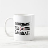 カスタム レトロ 野球 選手 名前 チームTシャツ コーヒーマグカップ (左)