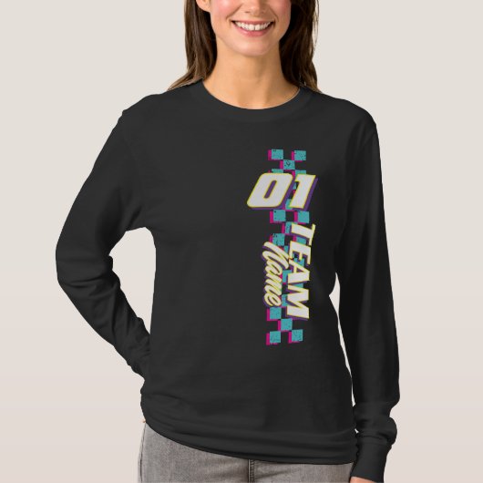 カスタム レトロ 90年代 レース チーム ナンバーTシャツ Tシャツ (正面)