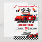 カスタム レース カー 誕生日パーティー 招待状 (正面/裏面)