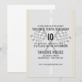 カスタム レース トラック チェッカーフラッグ 誕生日パーティー 招待状 (正面/裏面)