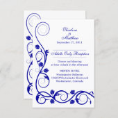 カスタム ロイヤルブルーのスワール レセプションカード 招待状 (正面/裏面)