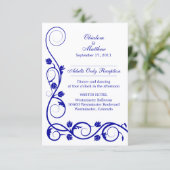 カスタム ロイヤルブルーのスワール レセプションカード 招待状 (スタンド正面)