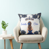 カスタム ロイヤルブルー キンセアニエラ 名前 クッション (椅子)