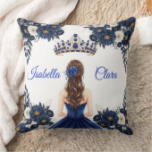 カスタム ロイヤルブルー キンセアニエラ 名前 クッション (ブランケット)