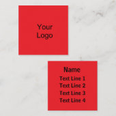 カスタム、ロゴの追加、赤鮮やか色 スクエア名刺 (正面/裏面)