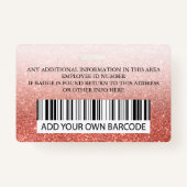 カスタム、ロゴ名バッジ |ピンクグリッター バッジ (裏面)