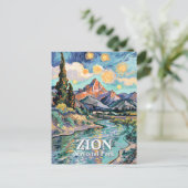 カスタム ヴァン ゴッホ Zion Watchman Virgin River Sunset ポストカード (スタンド正面)