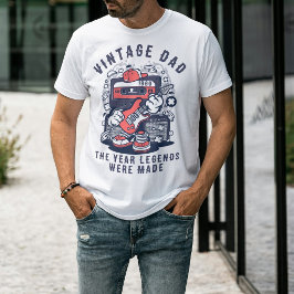 カスタム ヴィンテージ お父さん レジェンド 誕生年 リトロ カセット Tシャツ