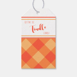 カスタム ヴィンテージ オレンジ バッファロー チェック プライド ホリデー ギフトタグ