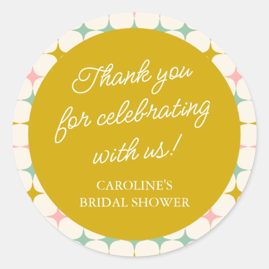 カスタム ヴィンテージ ジオメトリック パステル サンクス ラウンドシール (正面)