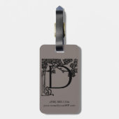 カスタム ヴィンテージ ビクトリアン モノグラム 文字 D ラゲッジタグ (裏面縦)