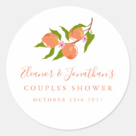 カスタム ヴィンテージ ピーチ フルーツ ボーホー カップル シャワー ラウンドシール