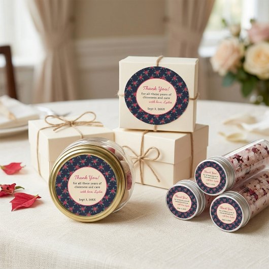 カスタム ヴィンテージ フラワー サンクス スティッカー ラウンドシール