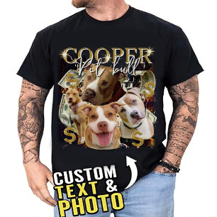 カスタム ヴィンテージ ブートレグ ペット 写真 コラージュ Tシャツ