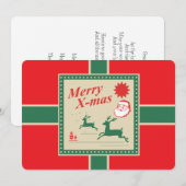カスタム ヴィンテージ レトロ メリー X'Mas グリーティング シーズンカード (正面/裏面)