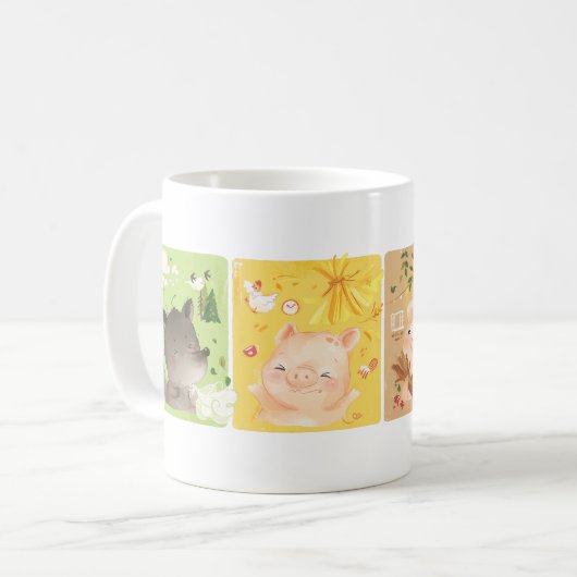 [カスタム]三匹の小さな豚と大きな悪狼 コーヒーマグカップ (正面左)