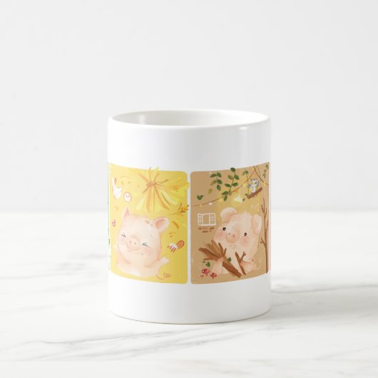 [カスタム]三匹の小さな豚と大きな悪狼 コーヒーマグカップ (中央)