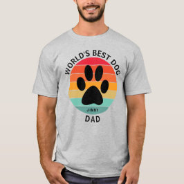 カスタム 世界一の愛犬家パパ 肉球 レトロサンセット Tシャツ