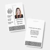 カスタム 企業 従業員 写真 名前 バーコード ロゴ ID バッジ (正面&裏面)