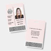 カスタム 企業 従業員 写真 名前 バーコード ロゴ ID バッジ (正面&裏面)