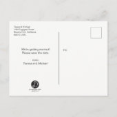 カスタム、保存日付、水彩さくらんぼの花 案内ポストカード (裏面)