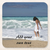 カスタム.写真と文字。 スクエアペーパーコースター (正面)