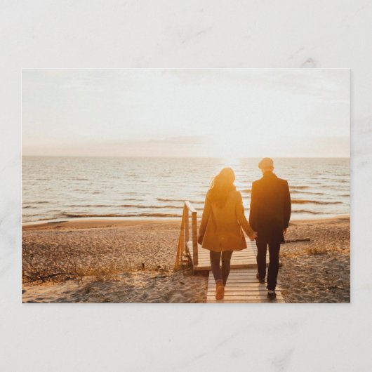 カスタム |写真はっきりしたフレームのモダン文字 セーブザデート (裏面)