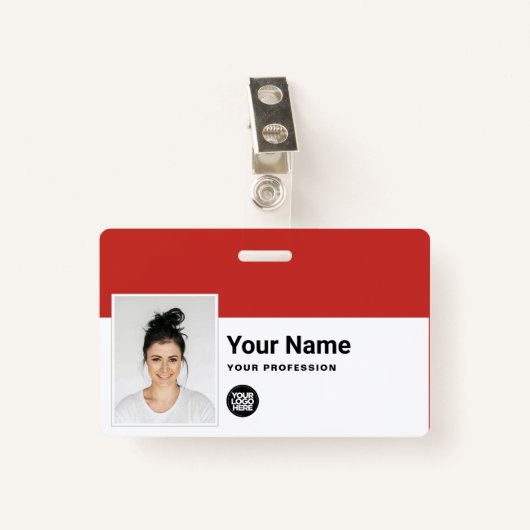 カスタム – 写真、バーコード、ロゴ、名前 バッジ (正面クリップ)