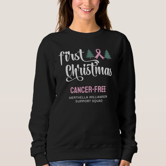 カスタム 初めてのクリスマス 乳がんフリー スウェットシャツ (正面)