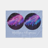 カスタム〔占星術の〕十二宮図カップル占星術 フリースブランケット (正面(横))