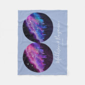 カスタム〔占星術の〕十二宮図カップル占星術 フリースブランケット (正面)