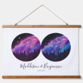 カスタム〔占星術の〕十二宮図カップル占星術 吊り下げ型タペストリー (正面)