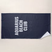 カスタム〔占星術の〕十二宮図サインシンプルブルービーチモダンタオル ビーチタオル (正面)