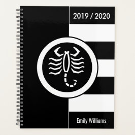 カスタム〔占星術の〕十二宮図サイン蠍座白黒 プランナー手帳