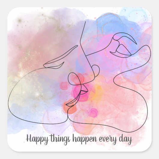 カスタム – 喜びの抱擁 – 感動的引用文 スクエアシール (正面)