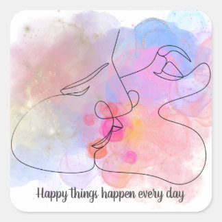 カスタム – 喜びの抱擁 – 感動的引用文 スクエアシール