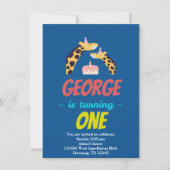 カスタム 子供のキリン マスク カートゥーン インビテーション - (正面)