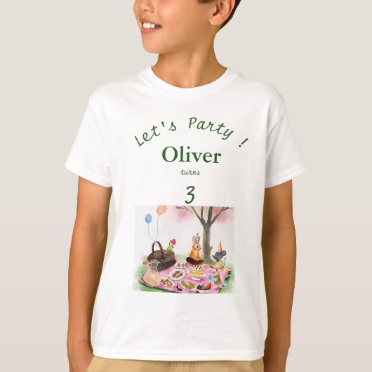 カスタム 子供 誕生日 動物 お客様名入れ Tシャツ (正面)