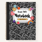 カスタム 学校 ノートブック - ブラック ホワイト クラフティ デザイン (正面)