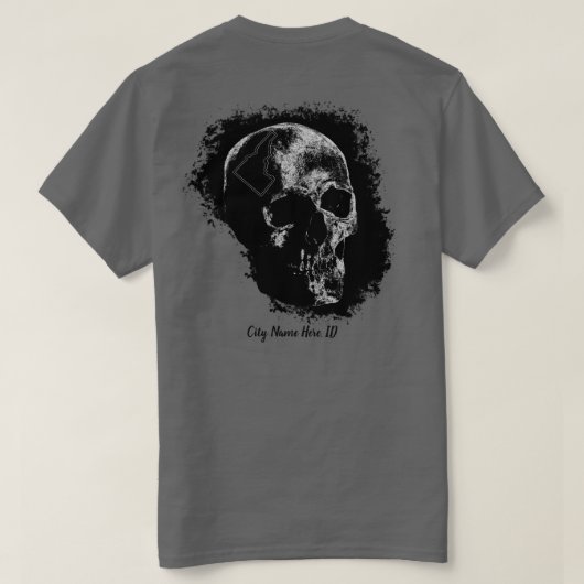 カスタム – 市名 – アイダホスカル Tシャツ (デザイン裏面)