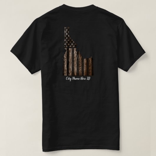 カスタム – 市名 – IDAHO PATRIOT BURNT WOOD BLK Tシャツ (デザイン裏面)
