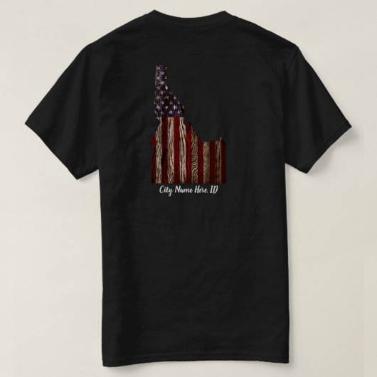 カスタム – 市名 – IDAHO PATRIOT BURNT WOOD CLR Tシャツ (デザイン裏面)